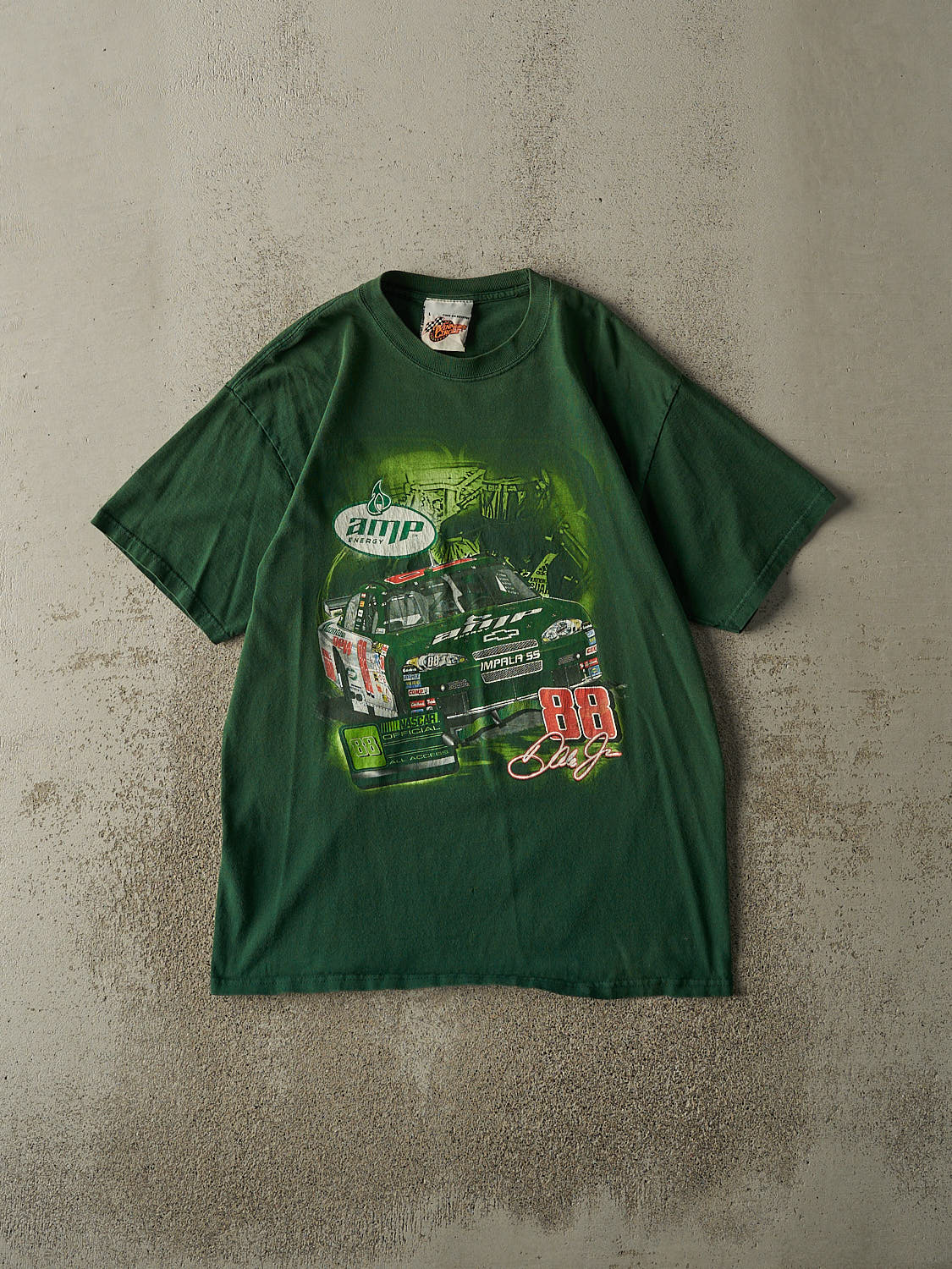Vintage Y2K Green Dale Earnhardt Jr. Nascar Racing Tee (M/L)