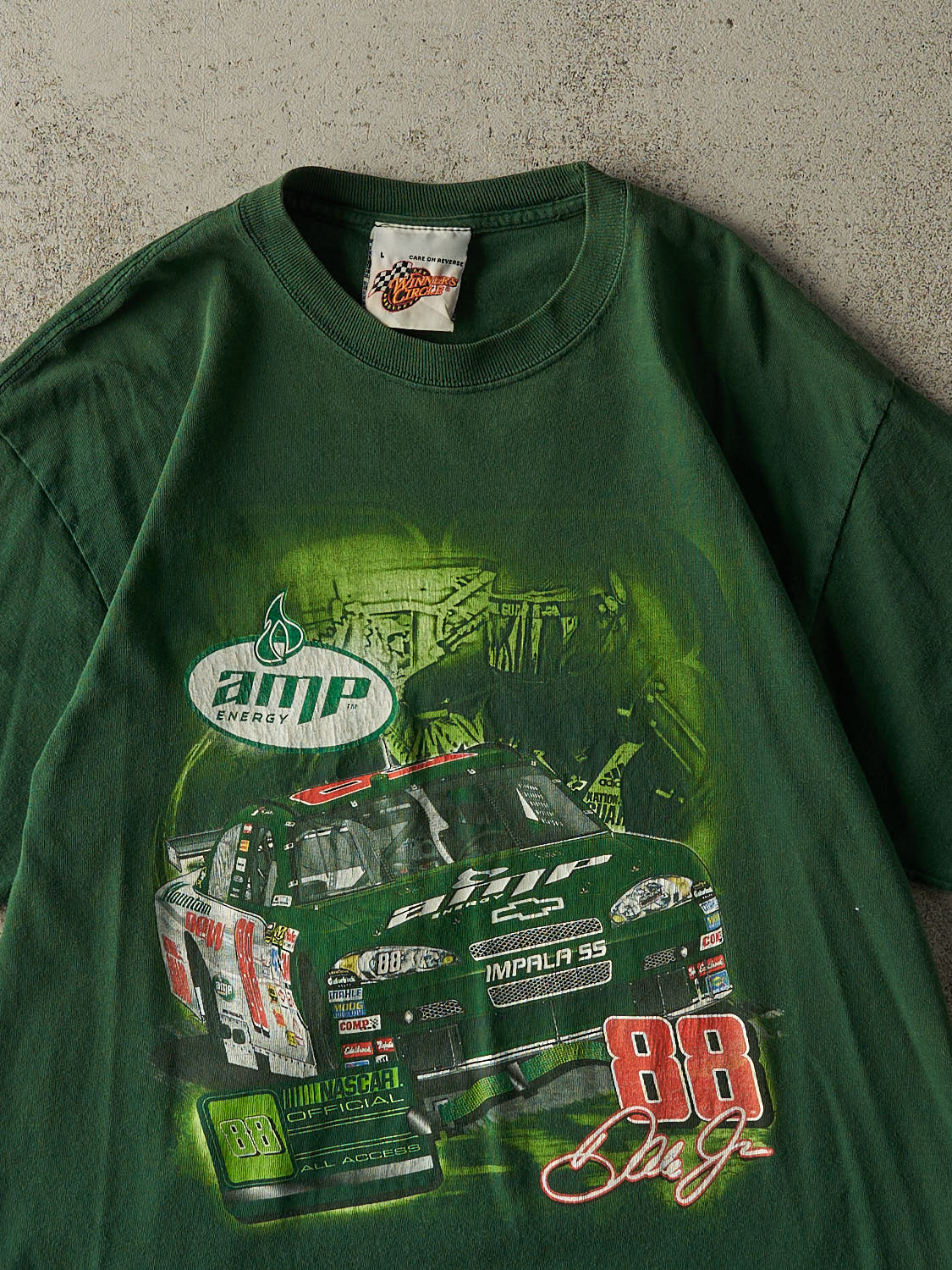 Vintage Y2K Green Dale Earnhardt Jr. Nascar Racing Tee (M/L)