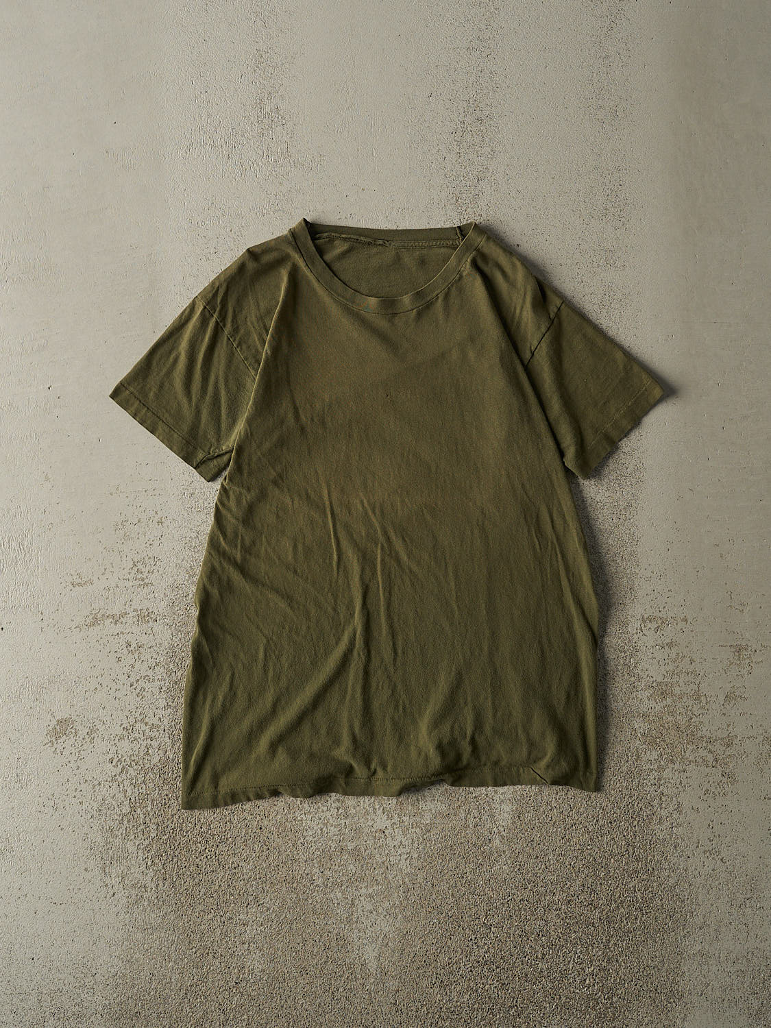 Vintage 90s Sun Faded Green Blank Single Stitch Tee (M/L)