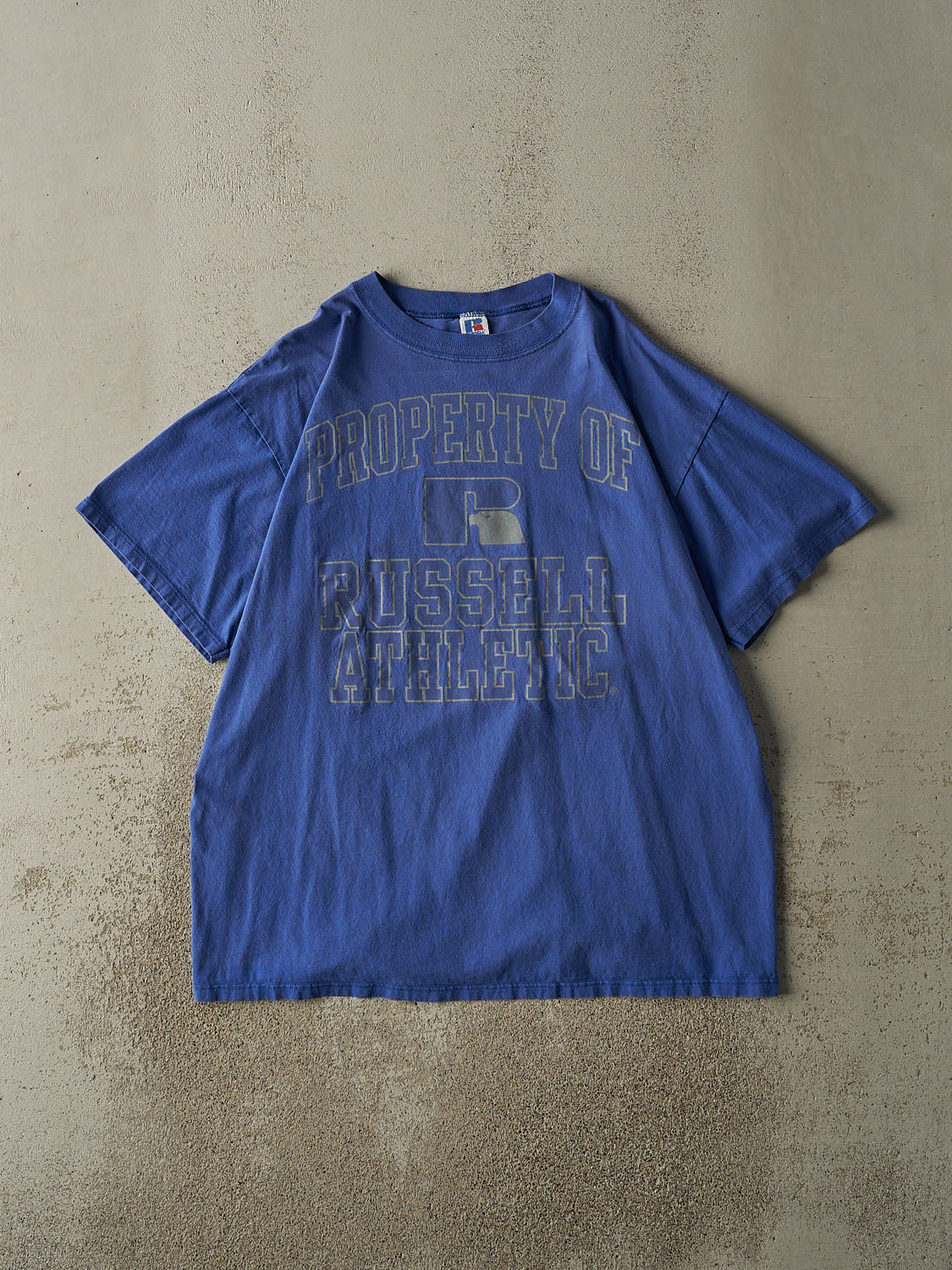 Vintage 90s Blue Russell Athletic Logo Tee (XL)