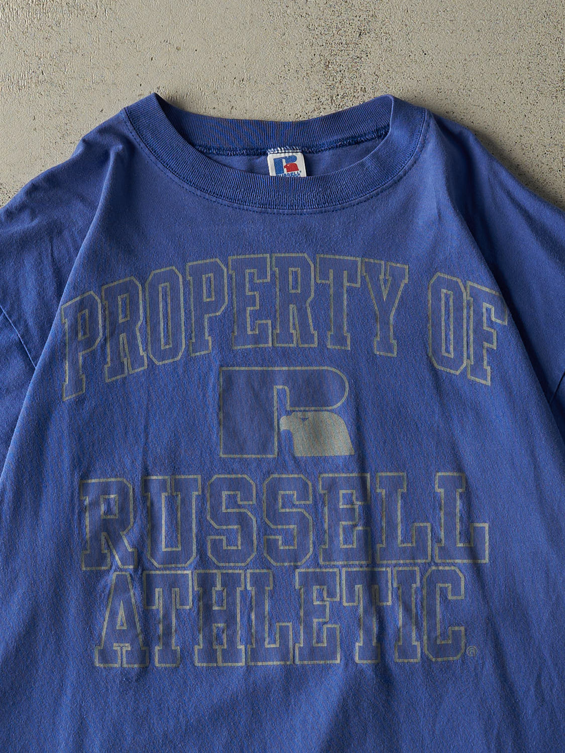 Vintage 90s Blue Russell Athletic Logo Tee (XL)