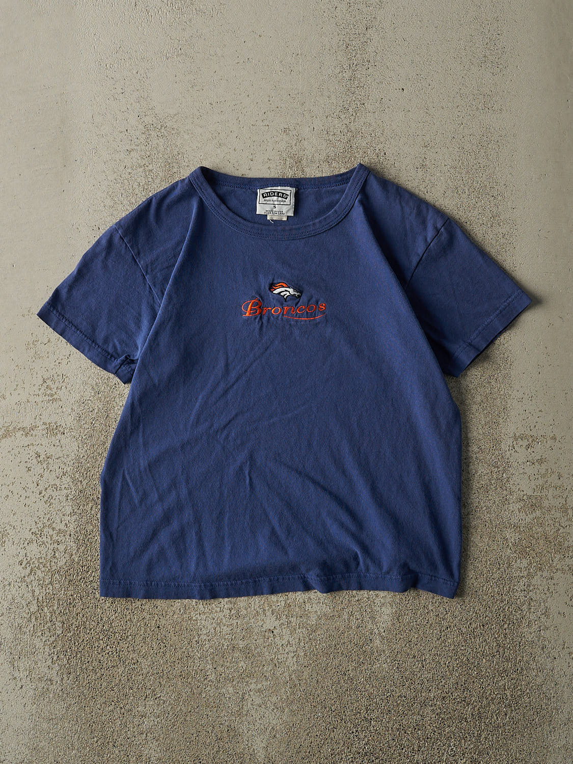 Vintage 90s Navy Blue Denver Broncos Embroidered Baby Tee (XS/S)