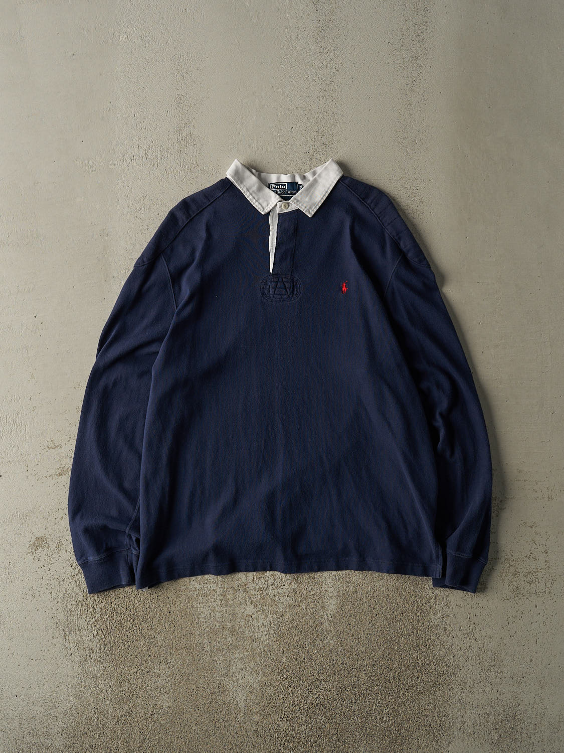 Vintage 90s Navy Blue Polo Ralph Lauren Rugby Long Sleeve (XXL)