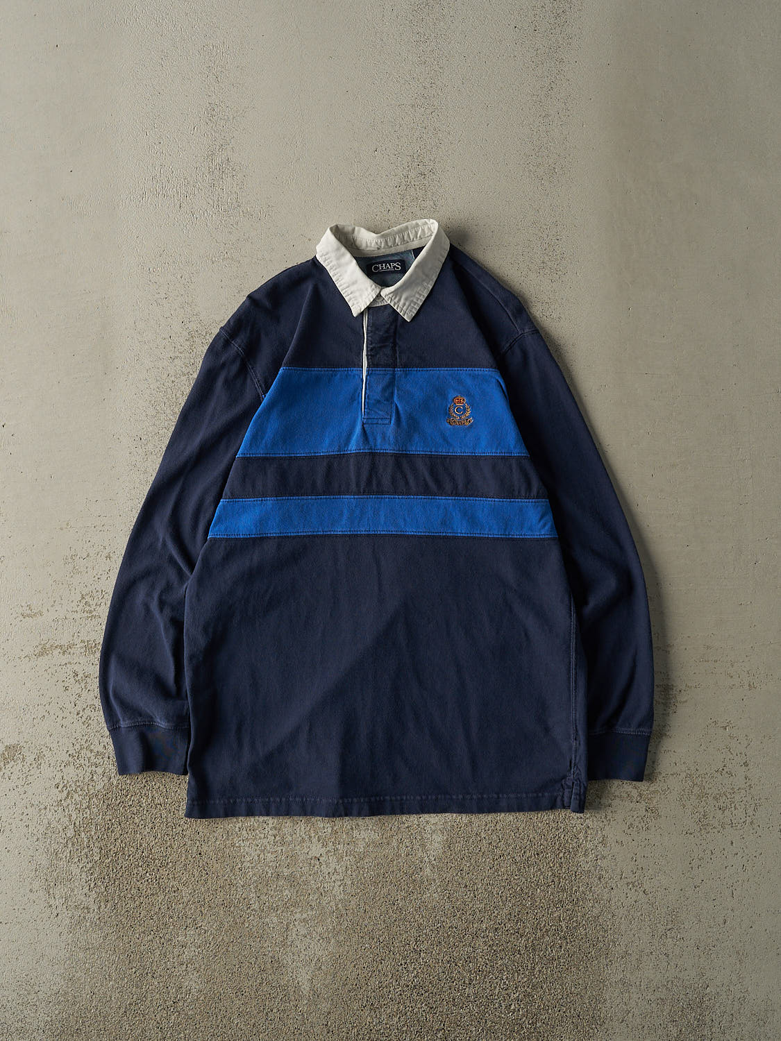 Vintage 90s Navy Blue Chaps Embroidered Rugby Long Sleeve (M/L)