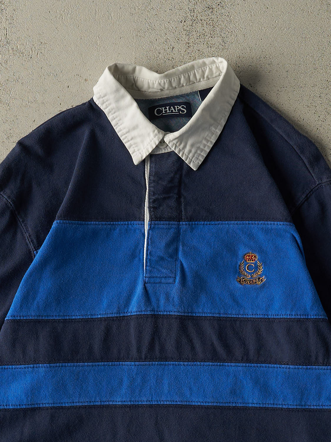 Vintage 90s Navy Blue Chaps Embroidered Rugby Long Sleeve (M/L)