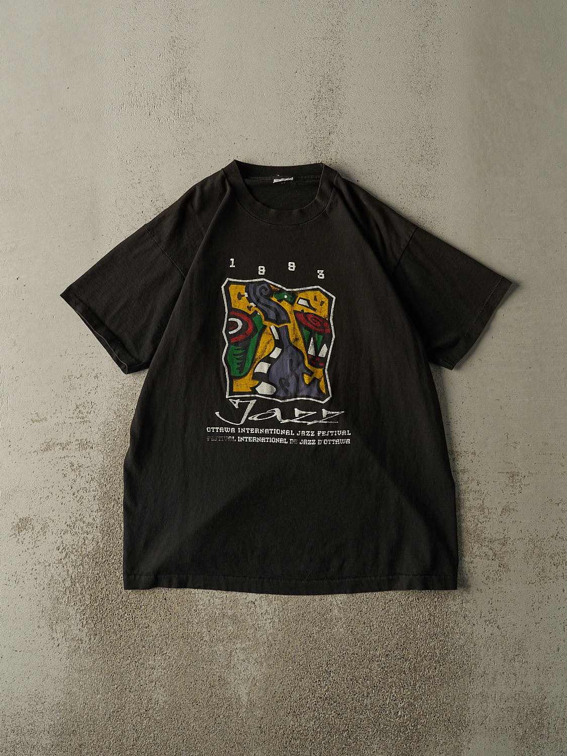 Vintage 93' Faded Black Ottawa Jazz Fest Single Stitch Tee (XL)