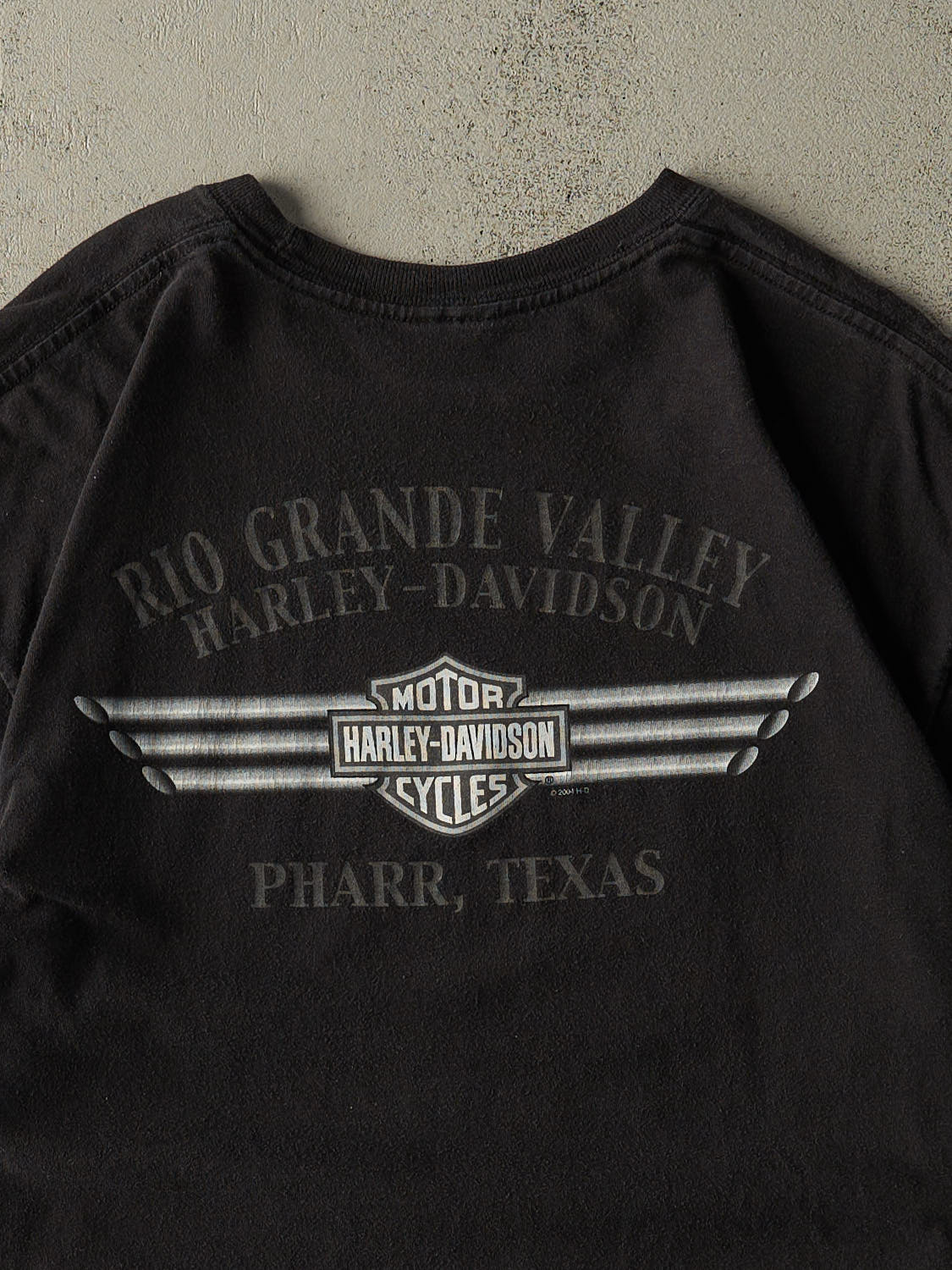 Vintage 04' Faded Black Pharr Tx Harley Davidson Tee (L)