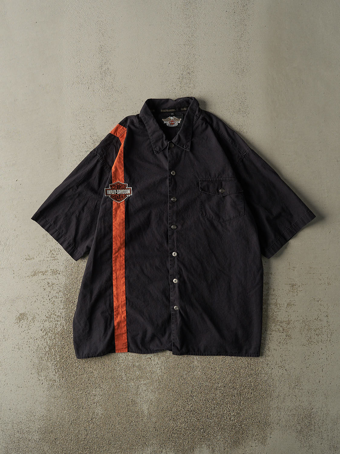 Vintage 90s Black Harley Davidson Short Sleeve Button Up (XL/XXL)