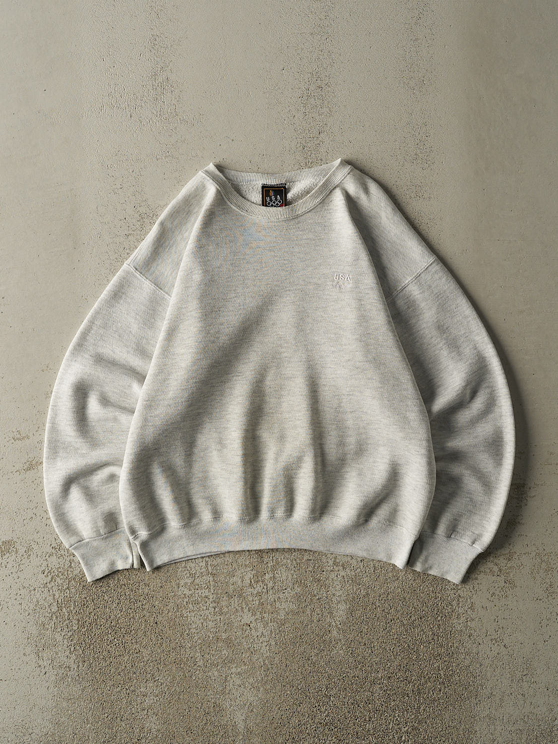Vintage 90s Heather Grey USA Olympics Embroidered Boxy Crewneck (L)