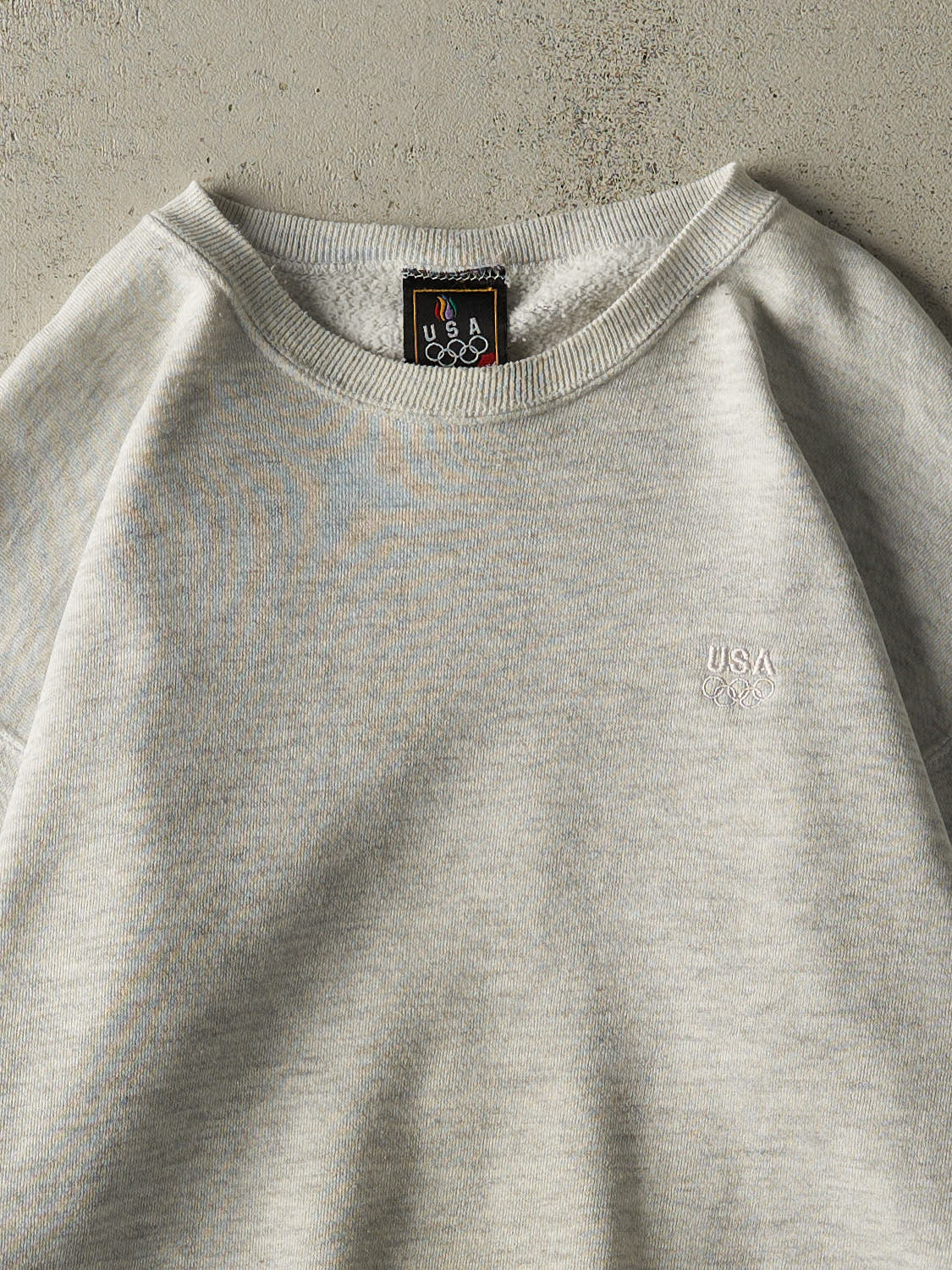 Vintage 90s Heather Grey USA Olympics Embroidered Boxy Crewneck (L)