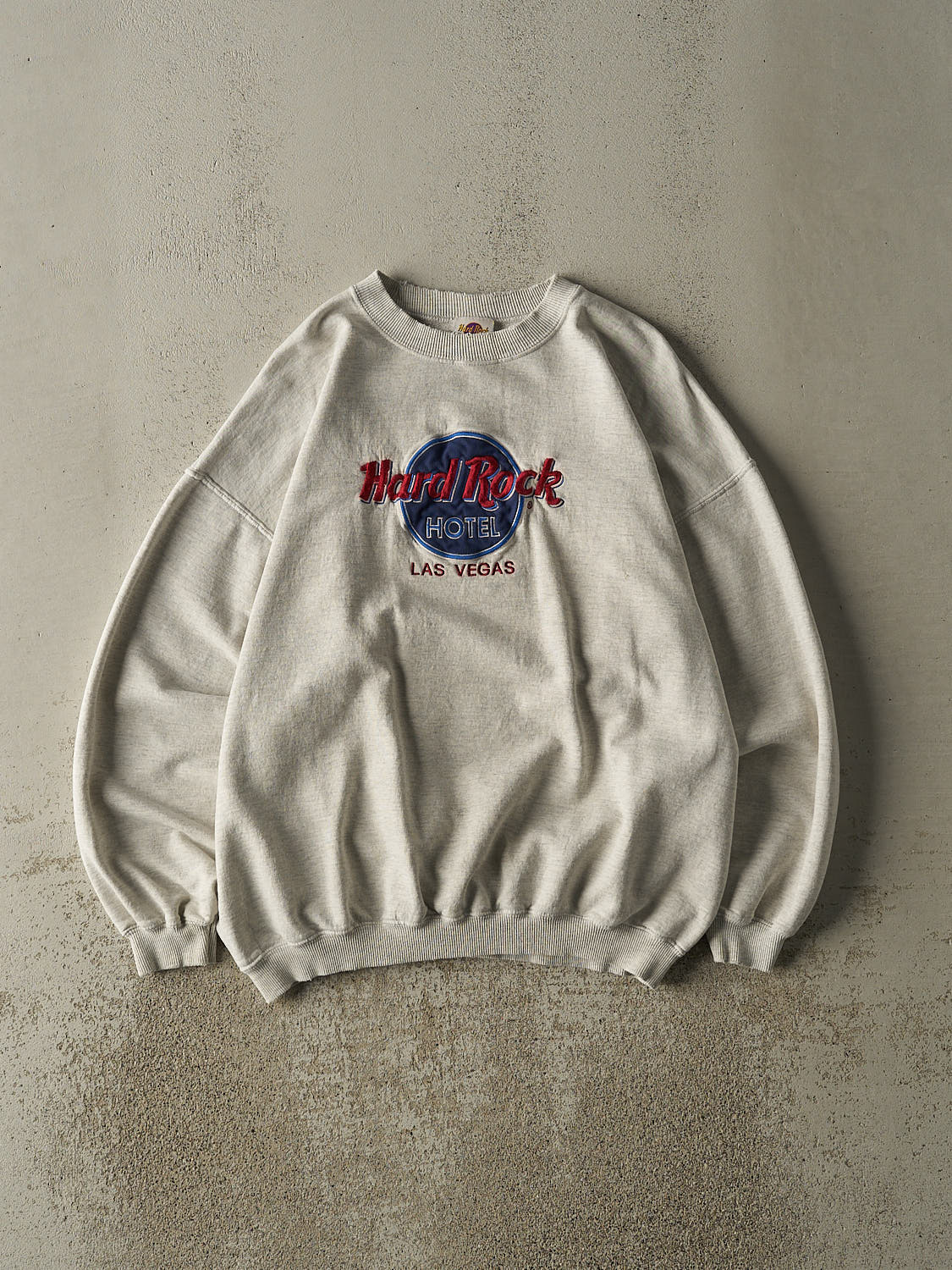Vintage 90s Heather Grey Hard Rock Hotel Las Vegas Embroidered Crewneck (L/XL)