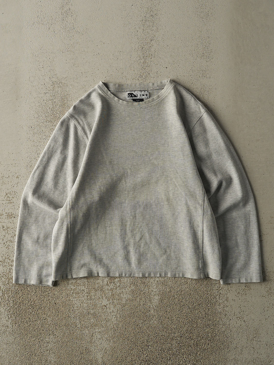 Vintage Y2K Heather Grey Blank Boxy Long Sleeve (M)