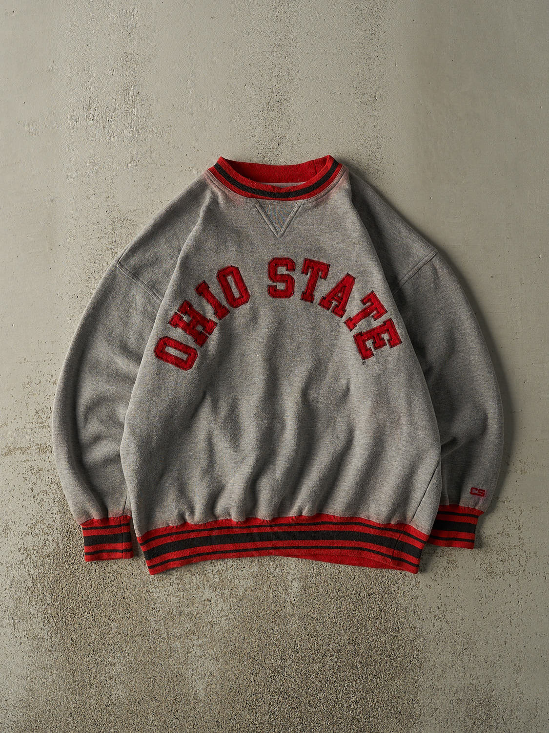 Vintage 90s Grey & Red Ohio State University Embroidered Crewneck (XL/XXL)
