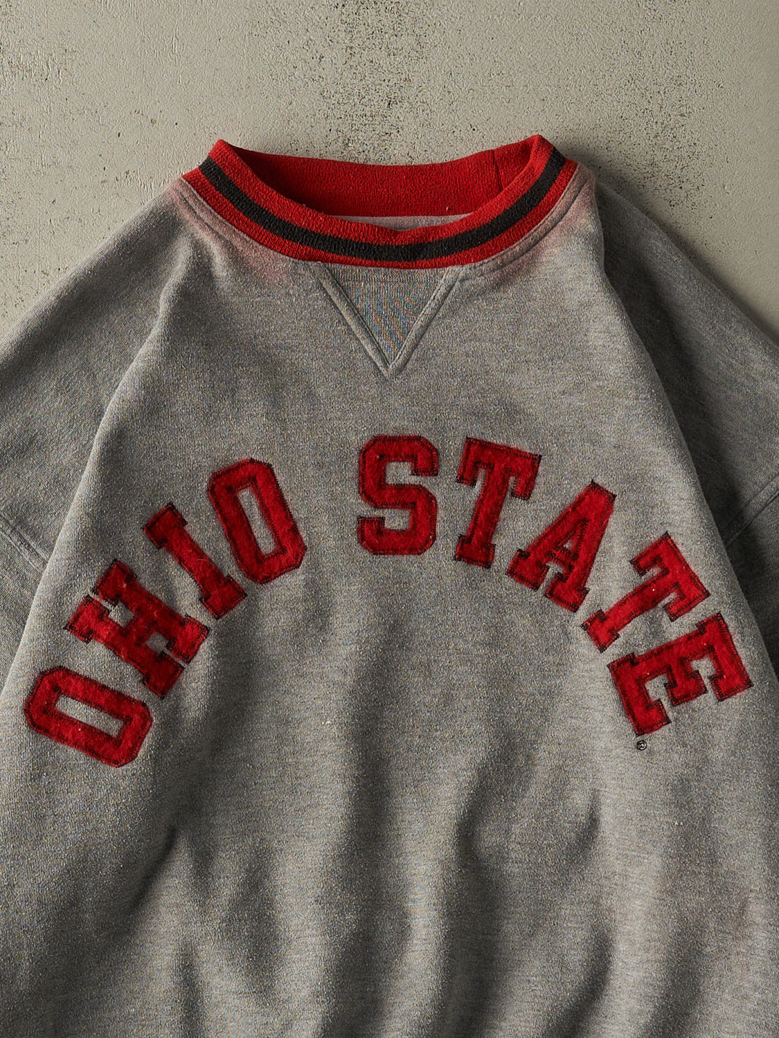 Vintage 90s Grey & Red Ohio State University Embroidered Crewneck (XL/XXL)