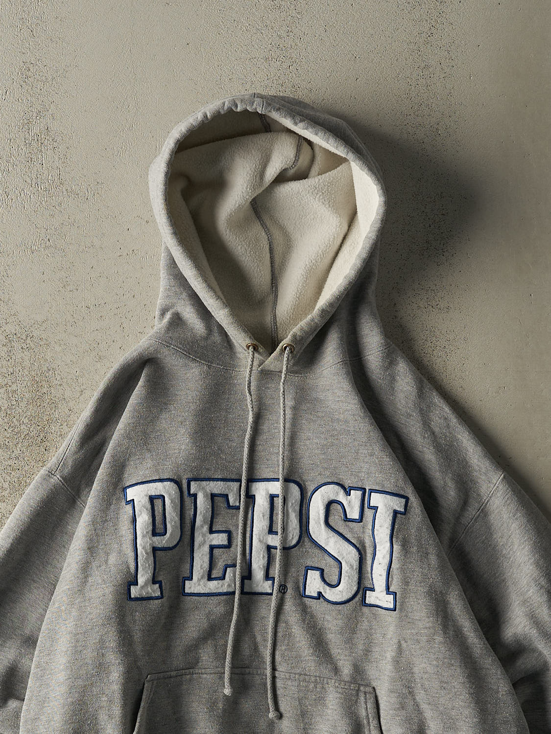 Vintage 90s Grey Pepsi Embroidered Boxy Hoodie (XL)