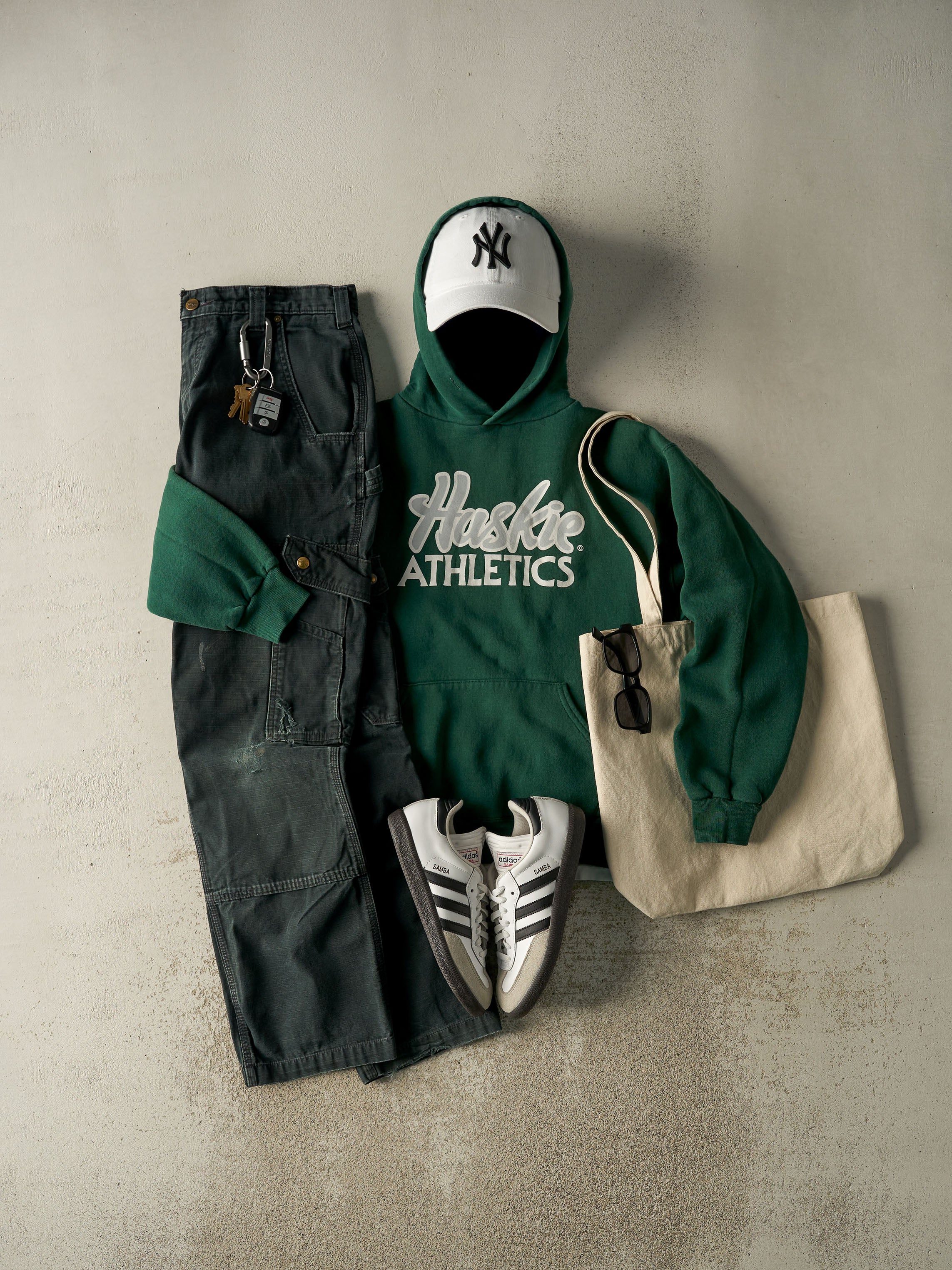 Vintage Y2K Green Huskie Athletics Russell Athletics Hoodie (S/M)