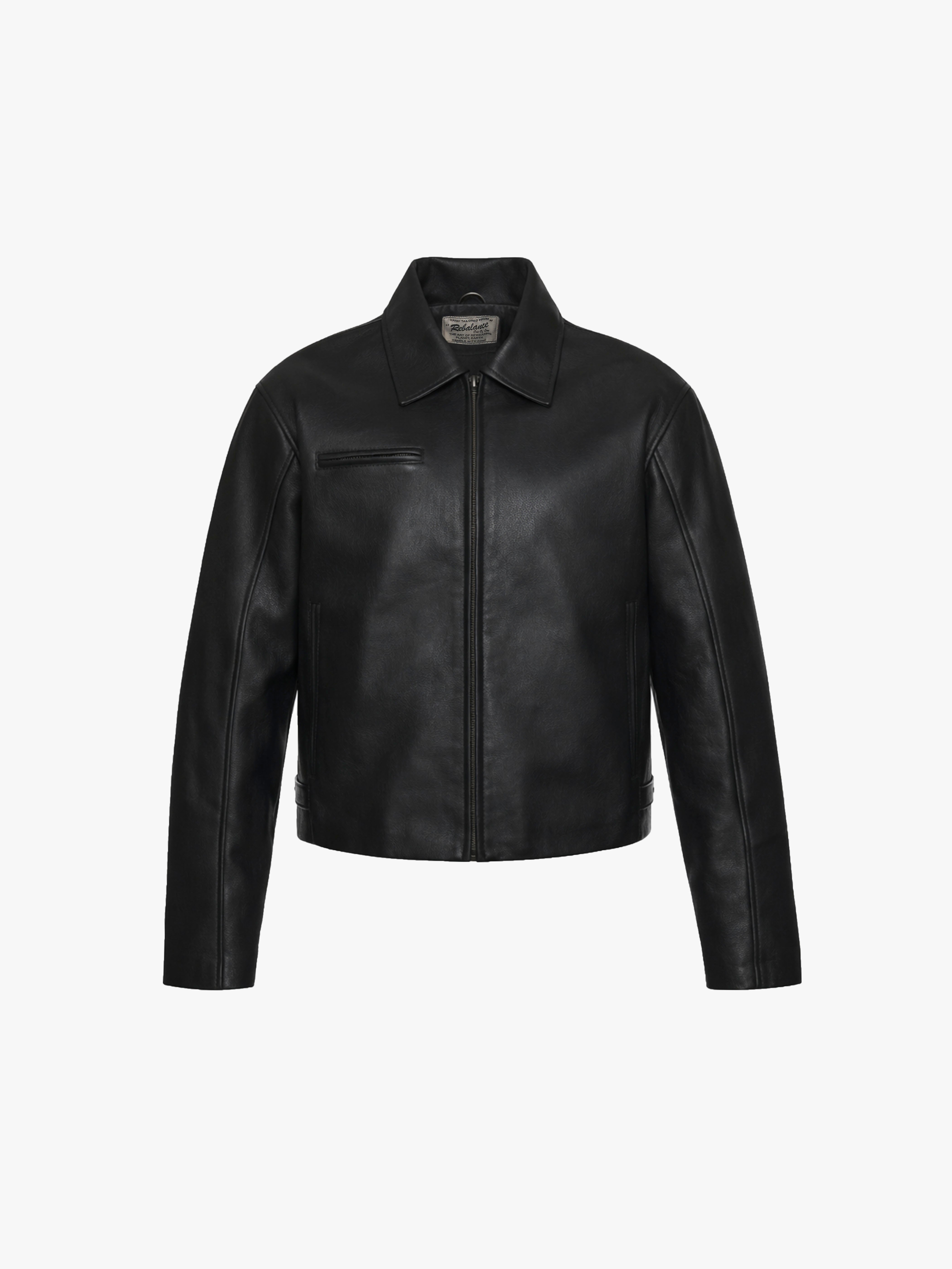Everyday Boxy Leather Jacket - Solid Black