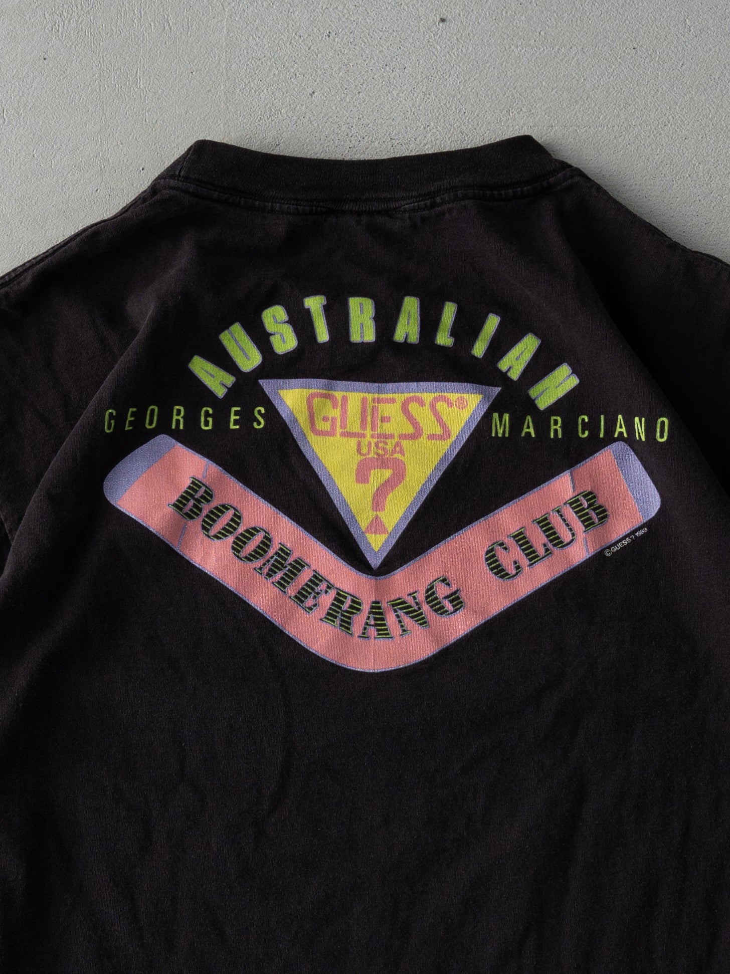 Vintage Rare '89 Black Guess USA Austrailian Boomerang Club Single Stitch Tee (M)