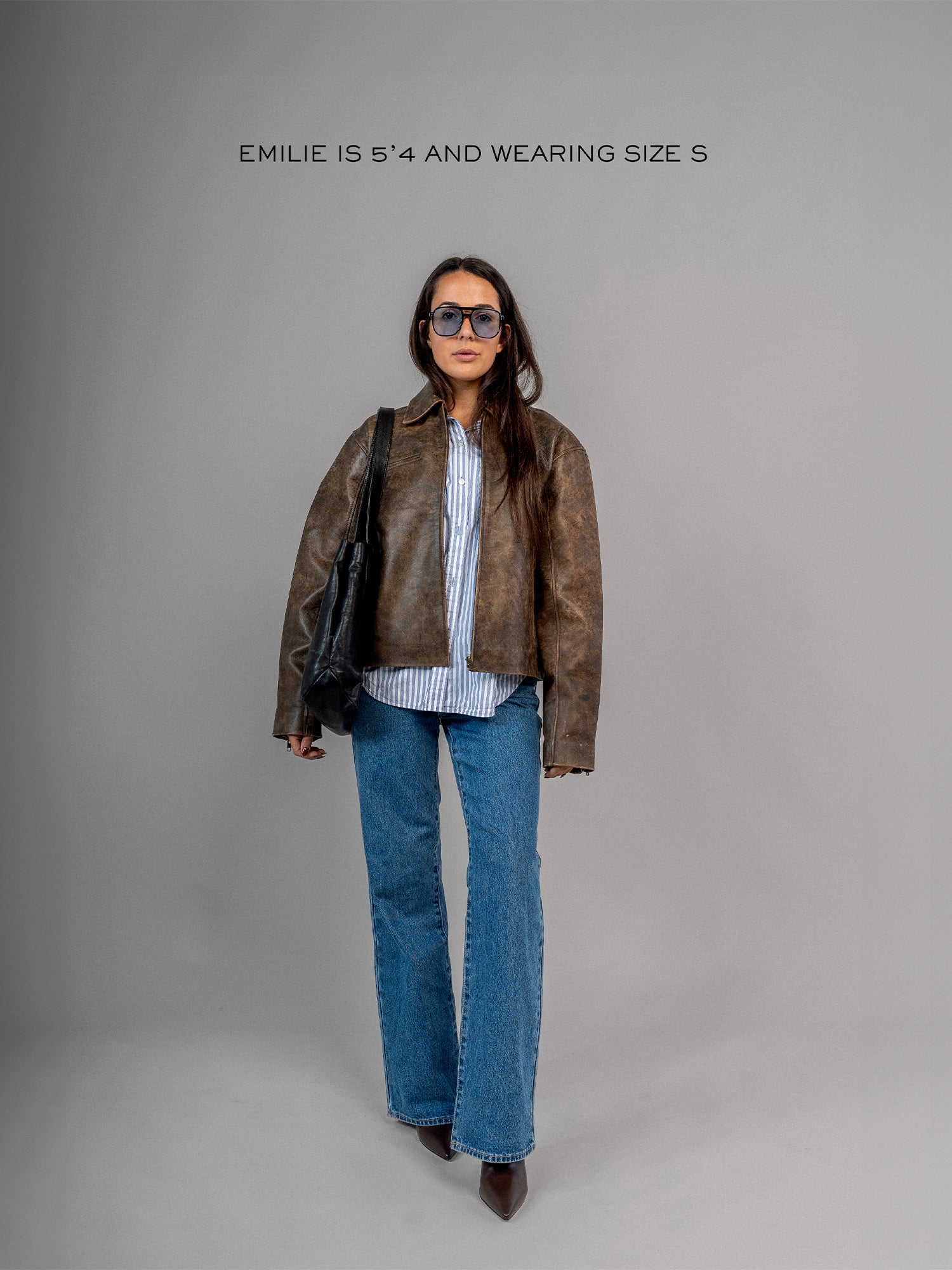 Everyday Boxy Leather Jacket - Brown