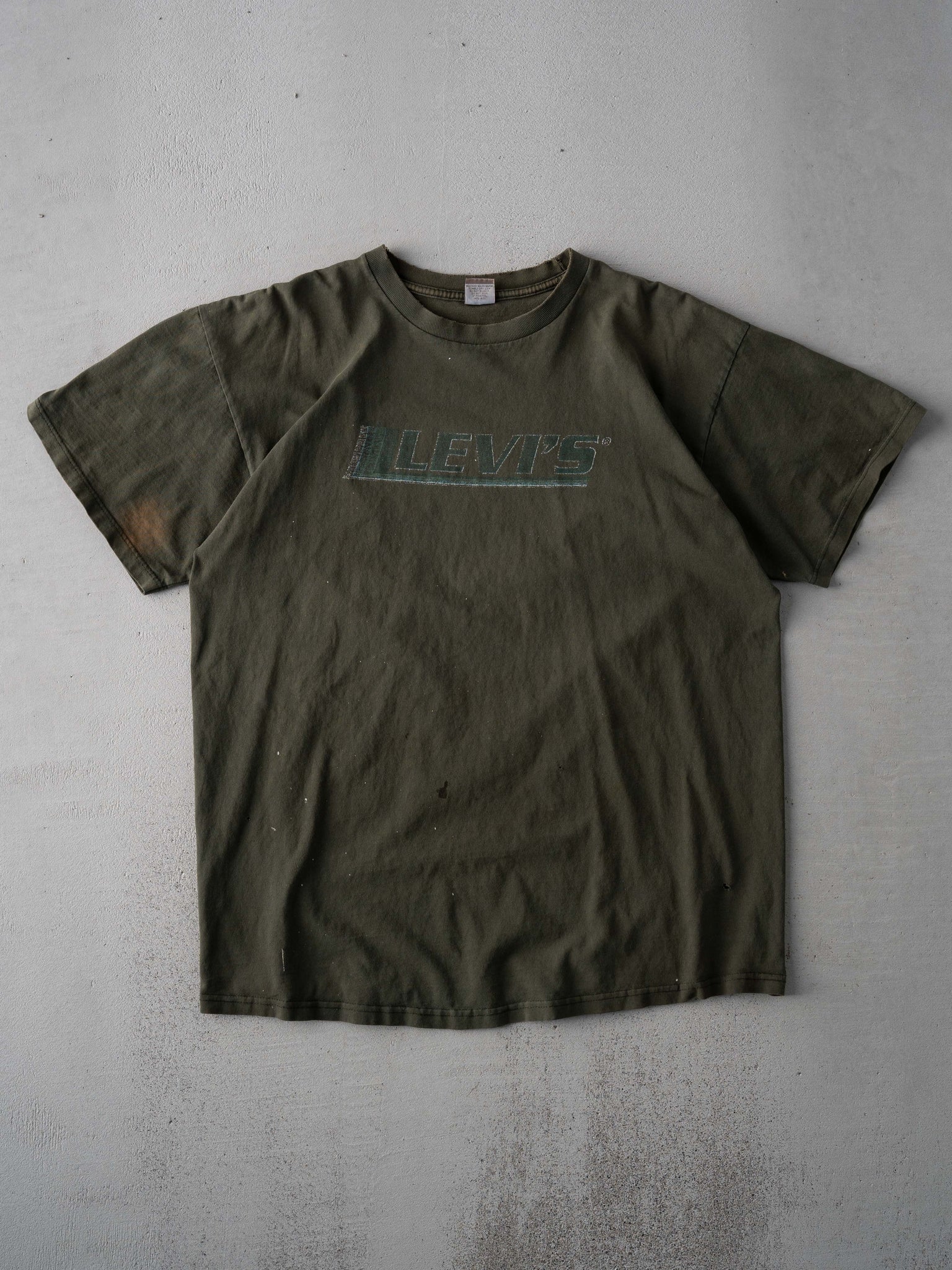 Vintage 90s Washed Green Levis Graphic Tee (M)