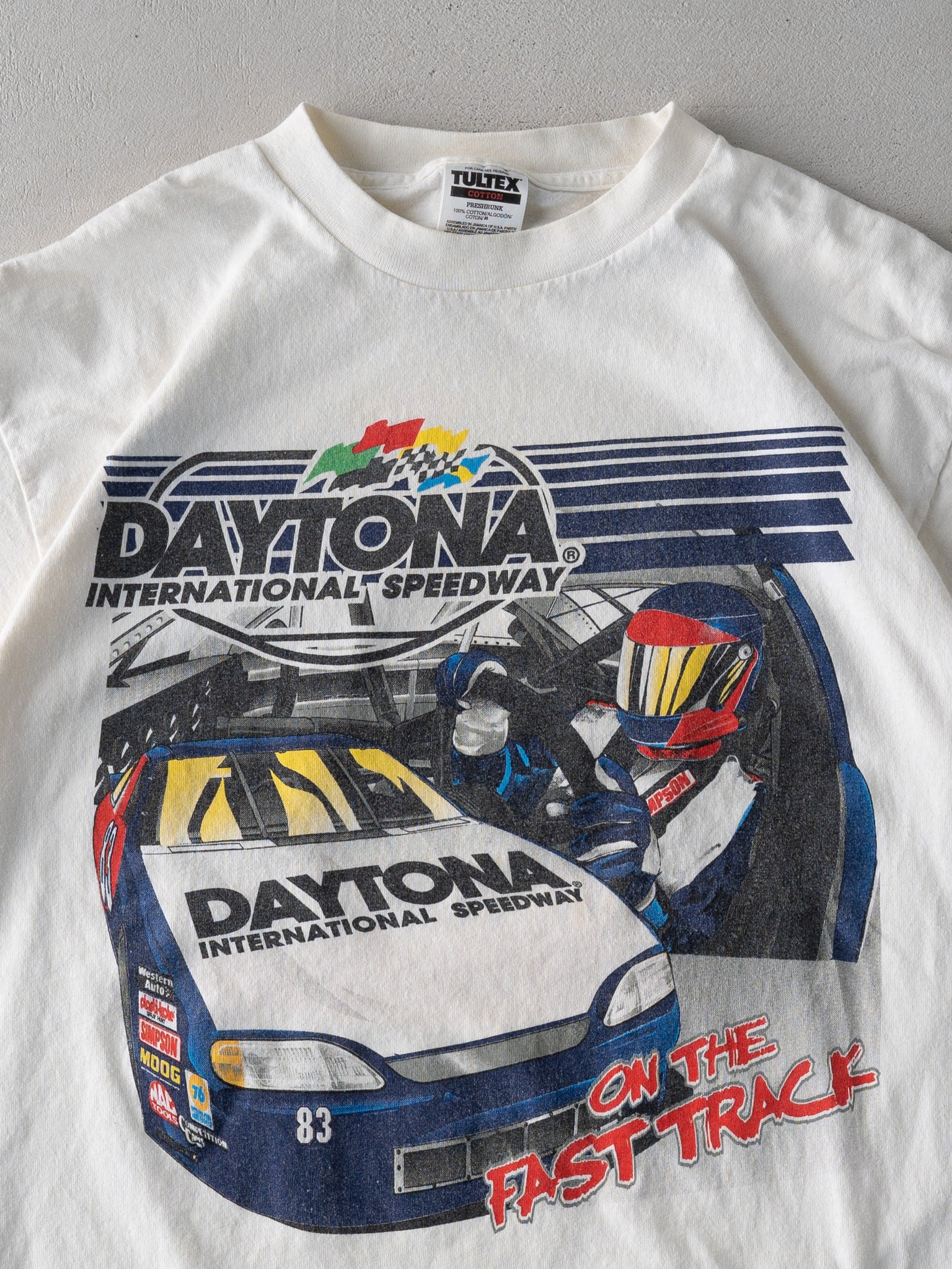 Vintage 90s White Daytona Speedway On The Fast Track Tee (M/L)