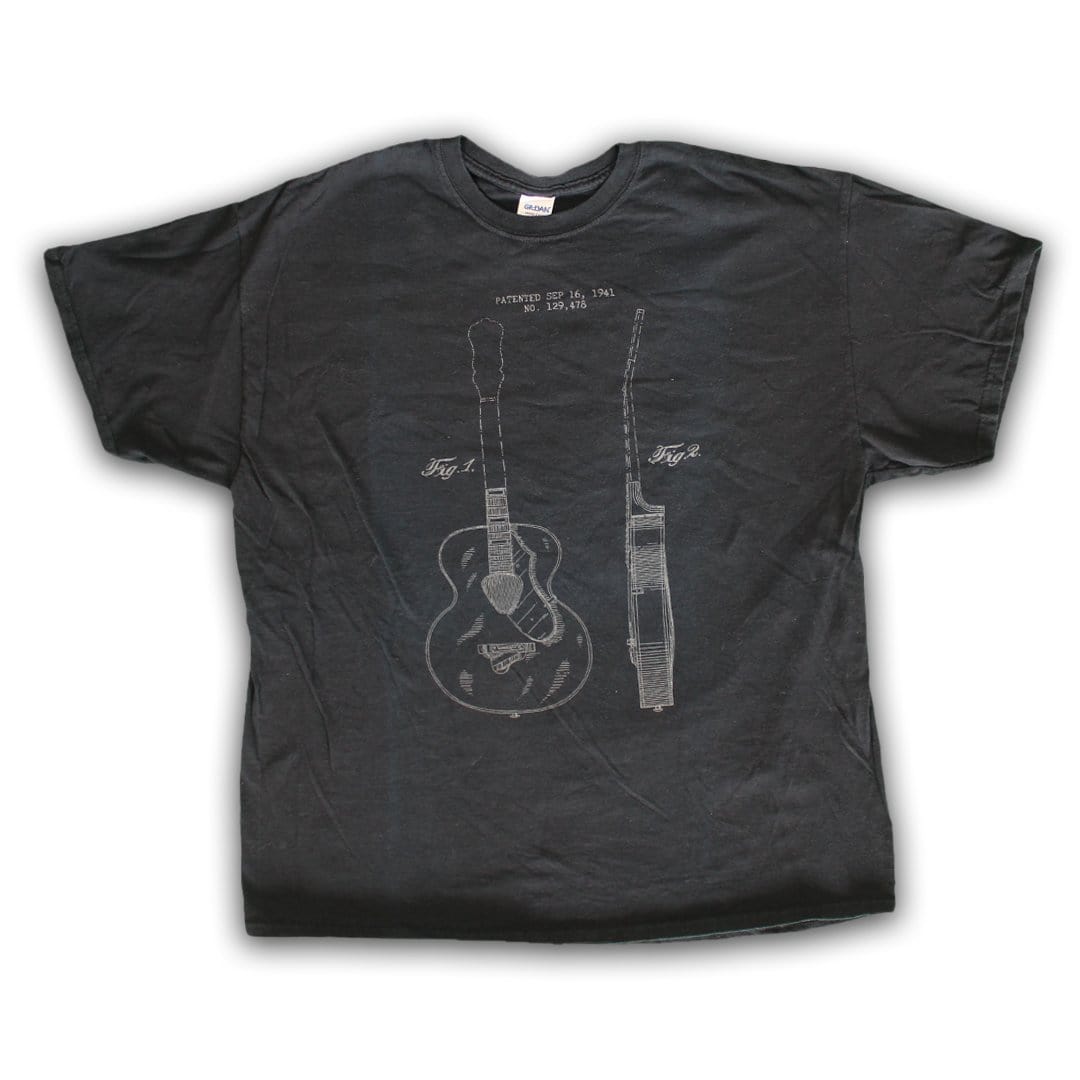 Vintage Black Guitar Patent Tee | Rebalance Vintage.