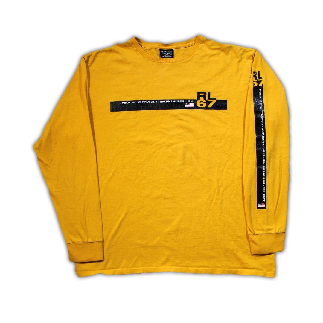 Vintage Yellow Polo Jeans RL 67 Long Sleeve (XL) | Rebalance Vintage.