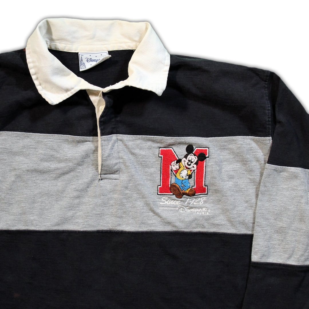 Vintage 90s Mickey Disney Paris Rugby Shirt (L/XL) | Rebalance Vintage.