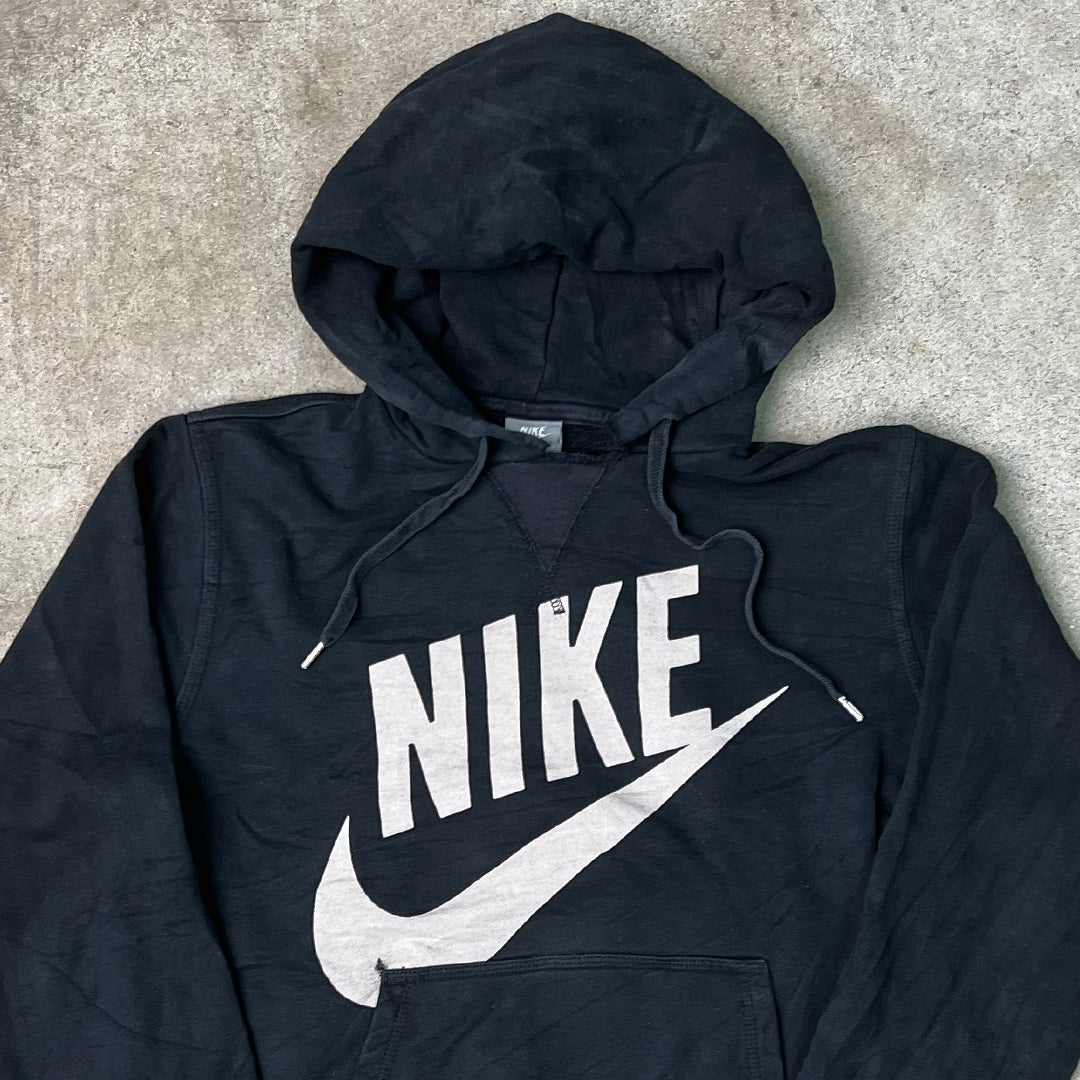 Vintage 00s Black Spell out Nike Swoosh Hoodie (S) | Rebalance Vintage.