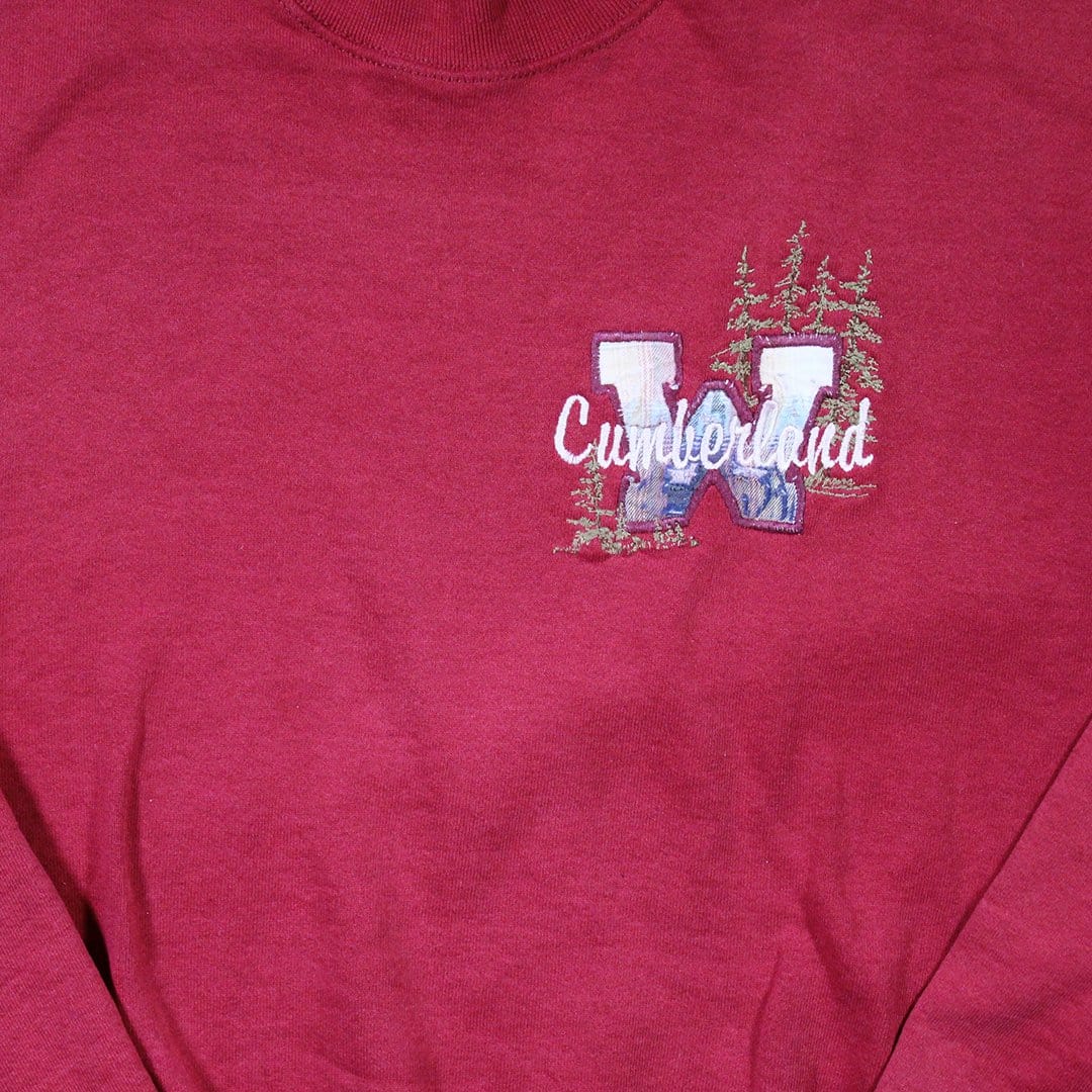 Vintage 90s Red Cumberland Embroidered Forest Crewneck | Rebalance Vintage.