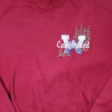 Vintage 90s Red Cumberland Embroidered Forest Crewneck | Rebalance Vintage.