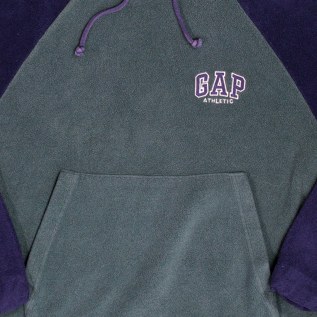 Vintage 90s Green + Blue Gap Athleltic Fleece Hoodie (M) | Rebalance Vintage.