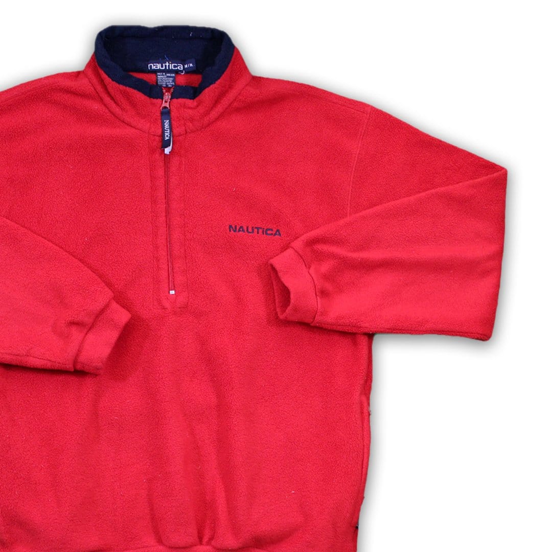 Vintage Red Nautica 1/4 Fleece Sweater | Rebalance Vintage.