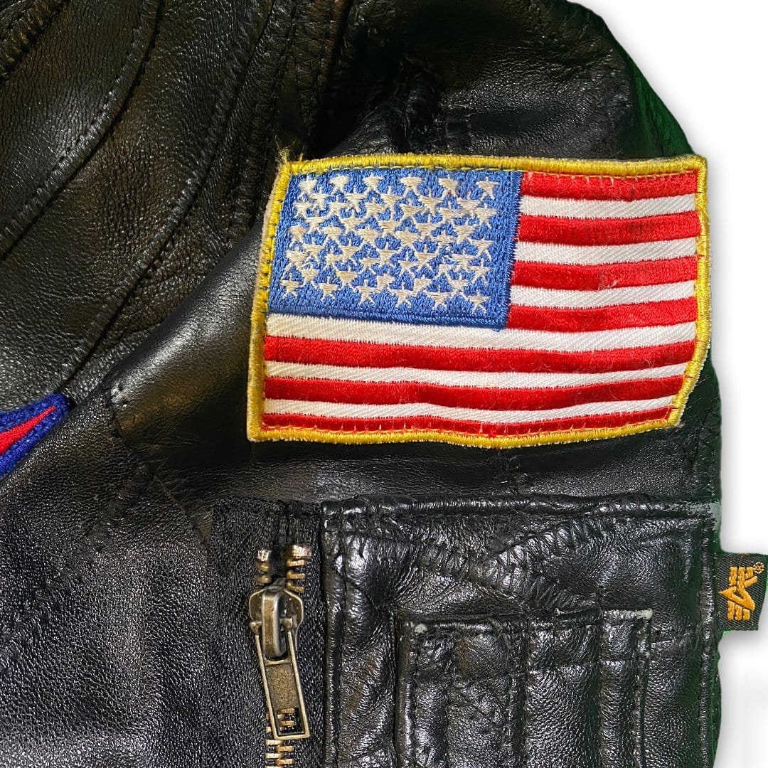 Vintage NASA Patch Leather Bomber Jacket | Rebalance Vintage.