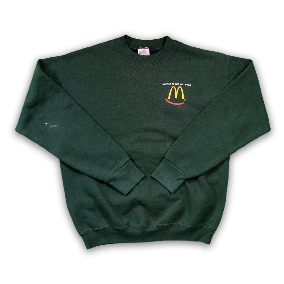 Vintage 90s Green McDonalds ‘We Love To Make You Smile’ Crewneck | Rebalance Vintage.