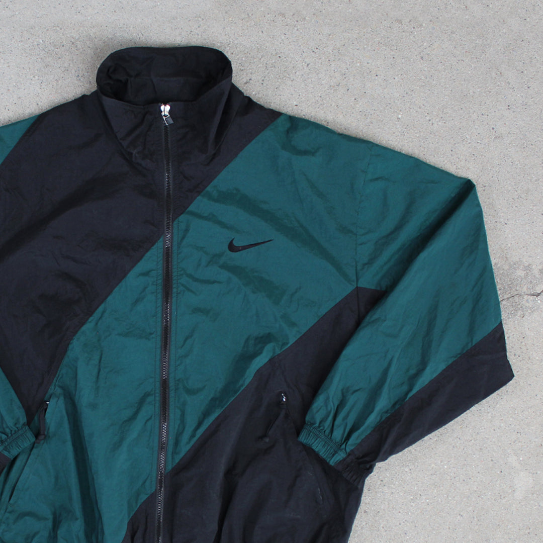 Vintage 90s Black + Green Nike Windbreaker | Rebalance Vintage.