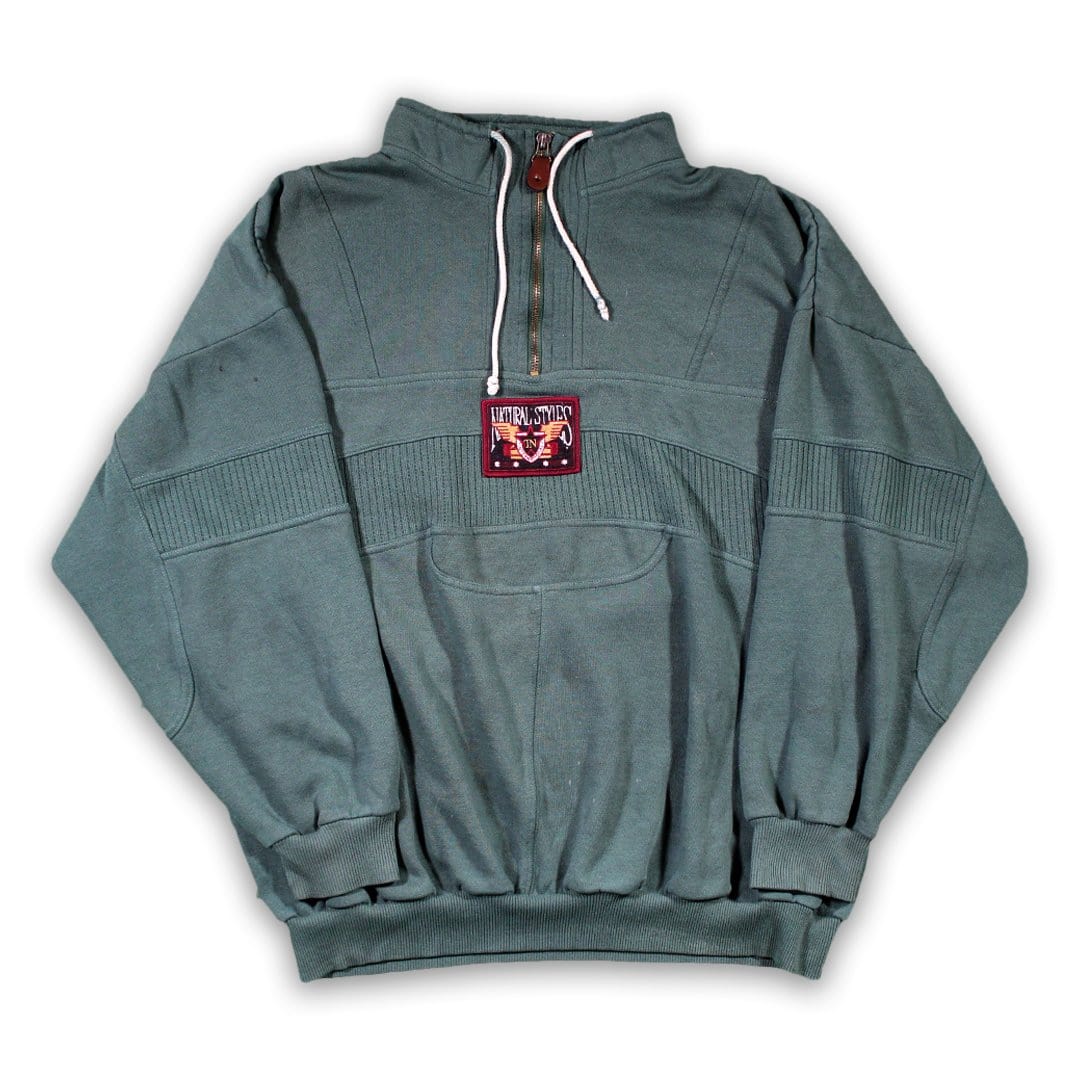 Vintage 80s Green Natural Styles 1/4 Zip Sweater | Rebalance Vintage.