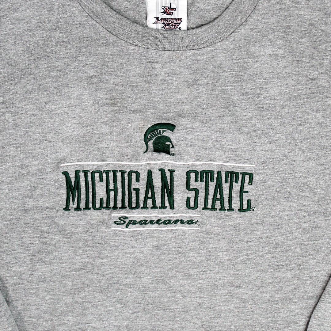 Vintage Grey Michigan State Spartans Cropped Crewneck (XL) | Rebalance Vintage.