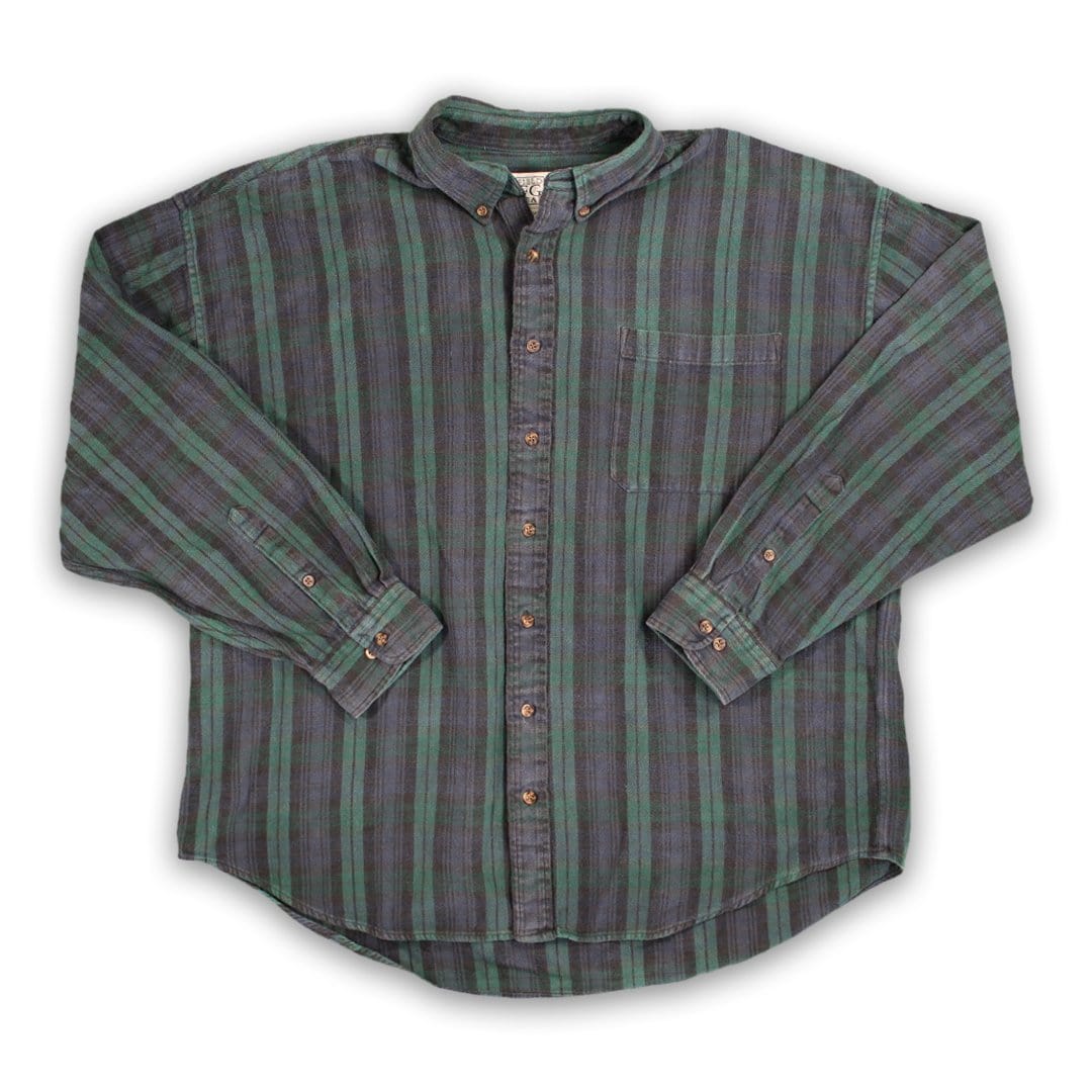 Vintage Blue + Green Plaid Button Up | Rebalance Vintage.