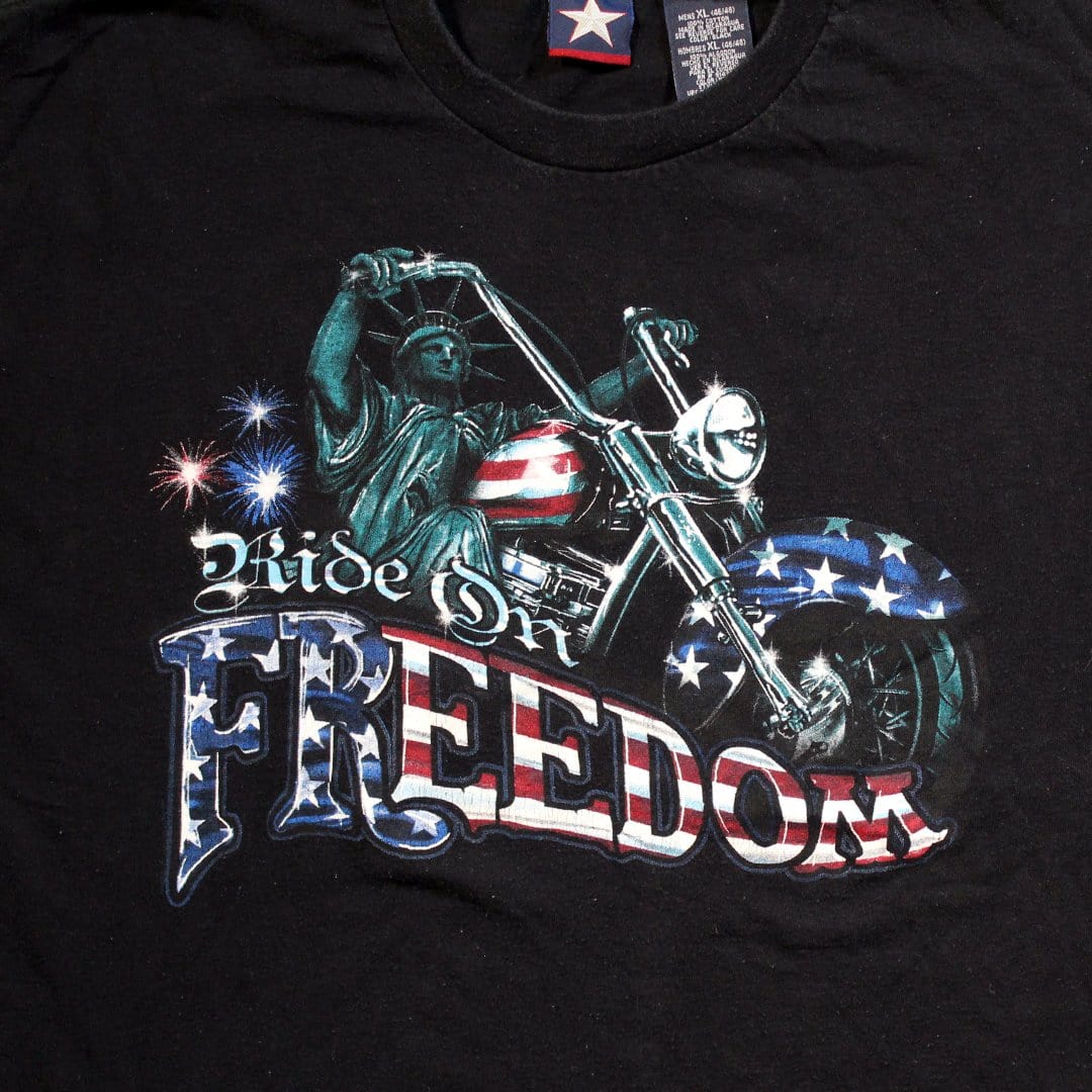 Vintage Ride on Freedom Statue of Liberty Biker Tee | Rebalance Vintage.
