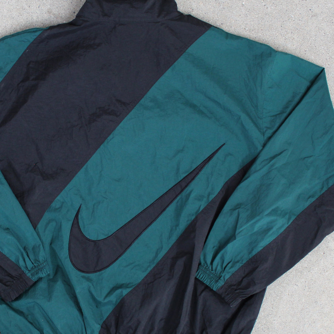 Vintage 90s Black + Green Nike Windbreaker | Rebalance Vintage.