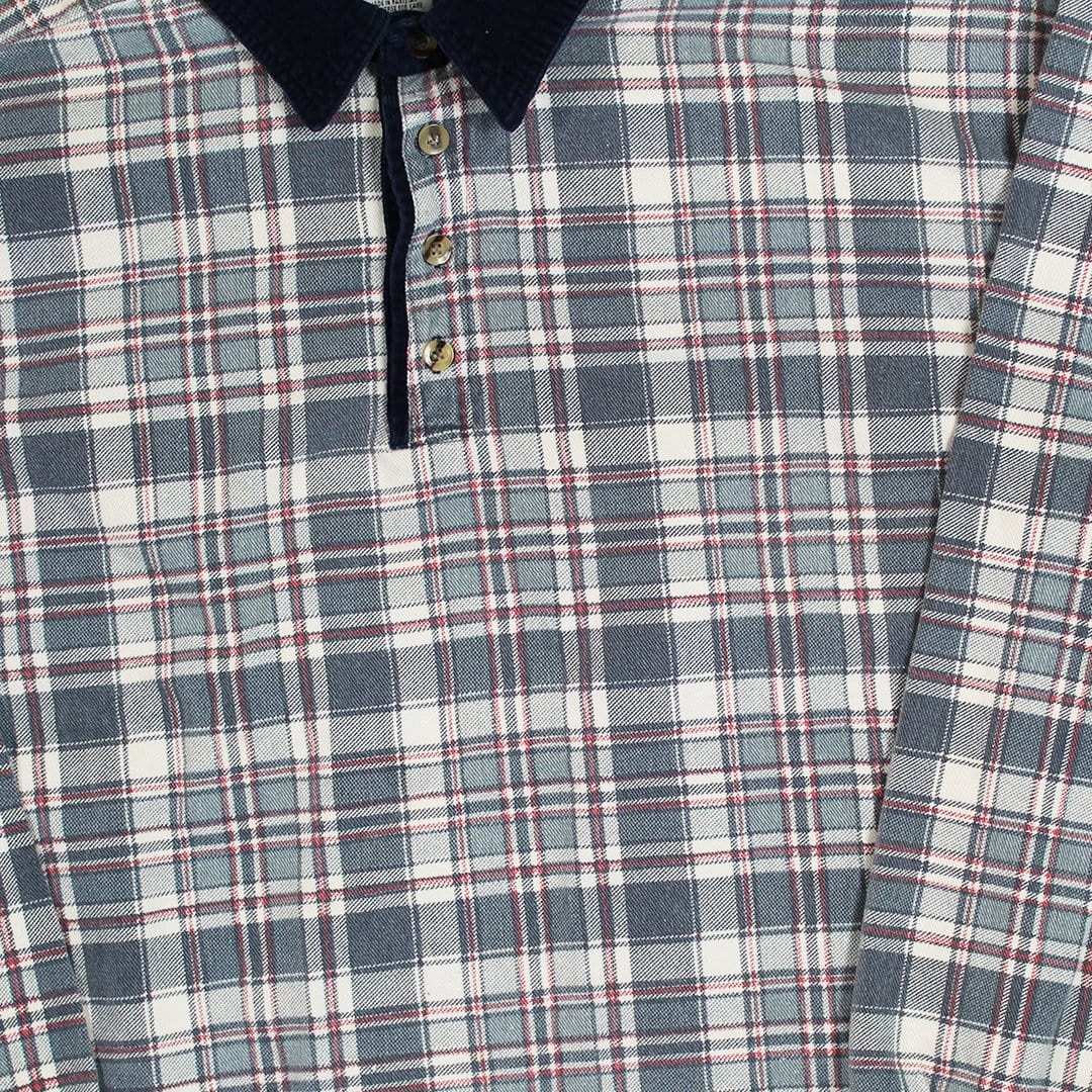 Vintage 90s Blue Plaid 1/4 Zip Button Up | Rebalance Vintage.