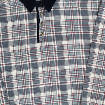 Vintage 90s Blue Plaid 1/4 Zip Button Up | Rebalance Vintage.