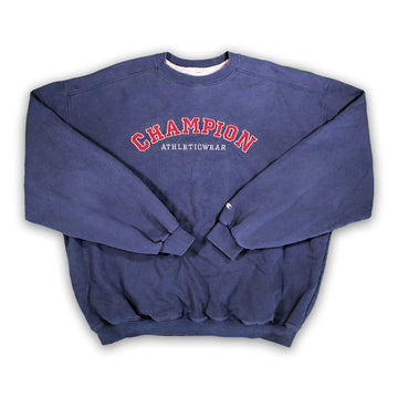 Vintage Blue + Red Champion Athleticwear Oversized Crewneck | Rebalance Vintage.