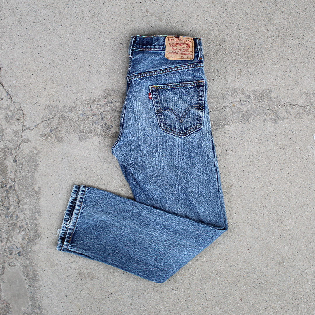 Vintage Ripped Blue 505s Levi Jeans (31 x 30) | Rebalance Vintage.