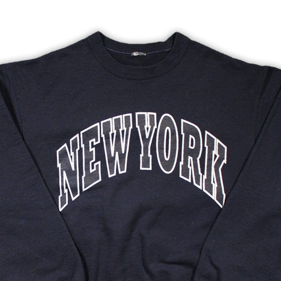 Vintage Blue ‘New York’ Spell Out Crewneck | Rebalance Vintage.