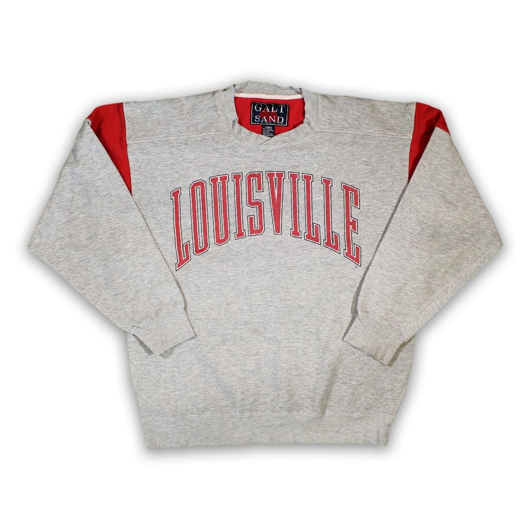 Vintage 90s Grey + Red Louisville Cardinals Graphic Crewneck | Rebalance Vintage.