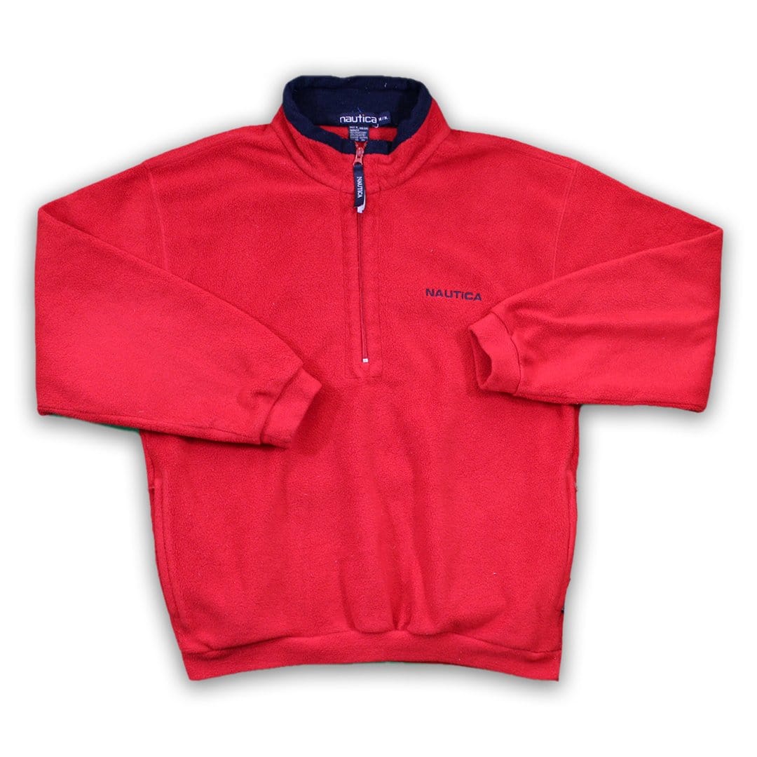 Vintage Red Nautica 1/4 Fleece Sweater | Rebalance Vintage.
