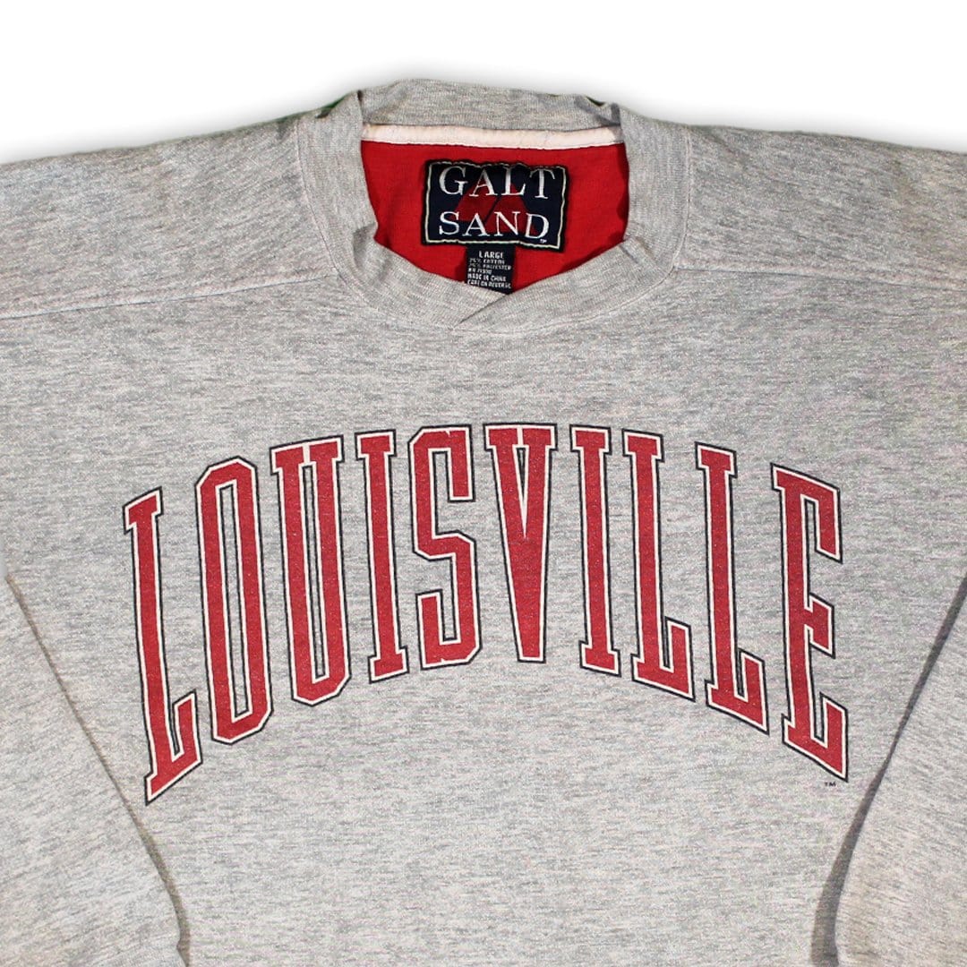 Vintage 90s Grey + Red Louisville Cardinals Graphic Crewneck | Rebalance Vintage.