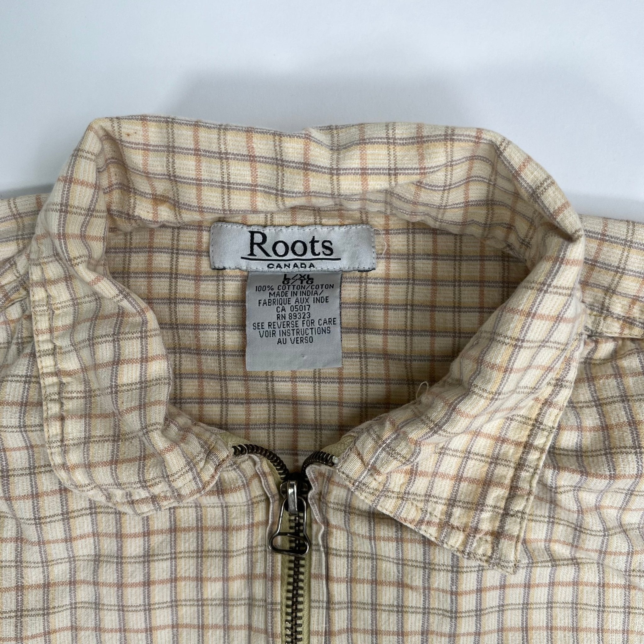 Vintage 80s Yellow + Orange Roots Checkered Jacket (L) | Rebalance Vintage.
